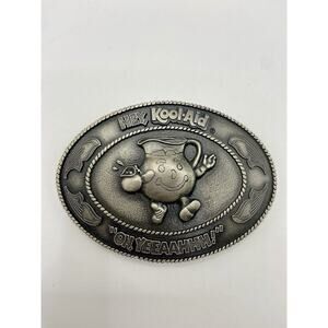 Vintage Indiana Metal Craft Kool-Aid Man Pewter Belt Buckle 3.5"